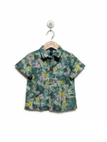 Art Class Boys Teal & Pink Tropical Jungle Print Short-Sleeve Button-Down Shirt - Size Estimated Age 18M AB2