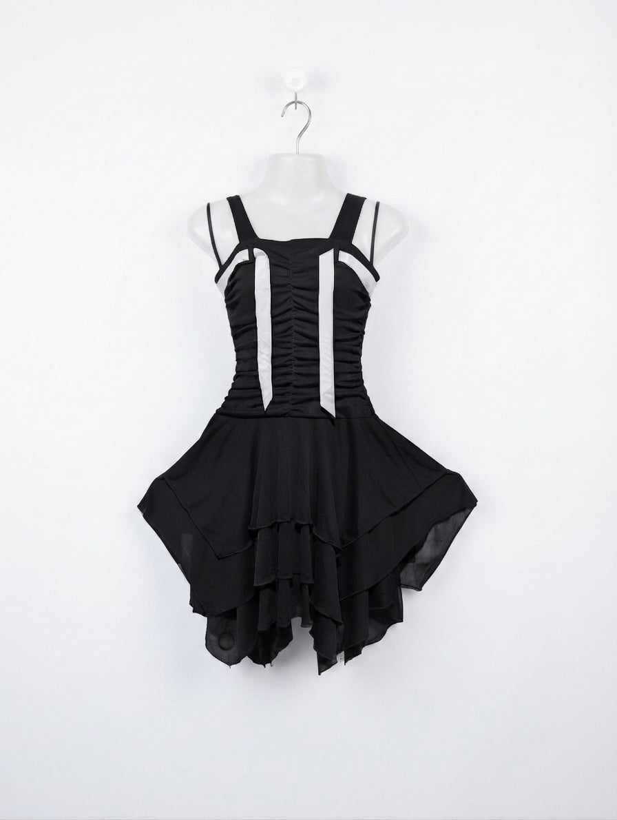 Byer Girl Girls Black Ruffled Tiered Party Dress - Size 7 Estimated Age 7 Years AB2