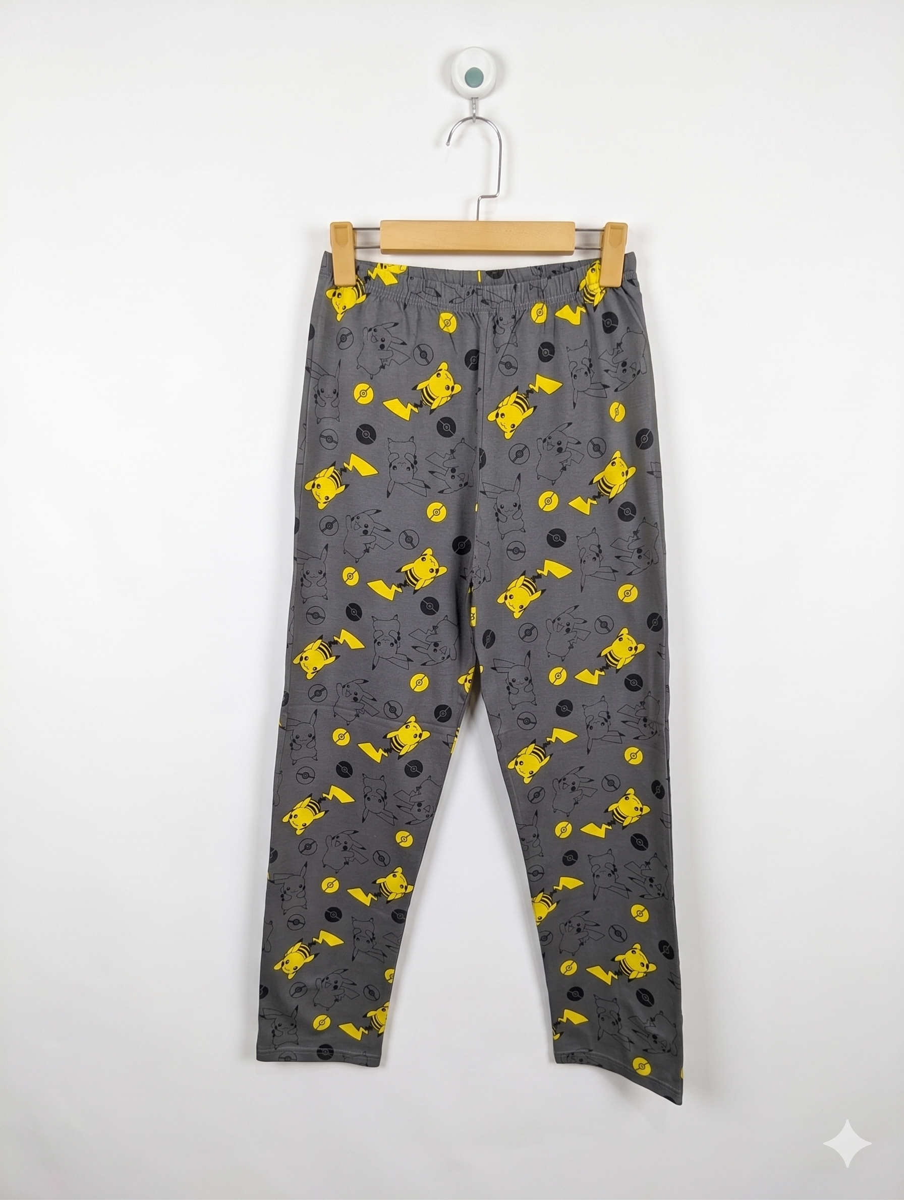 Primark Cares Kids Unisex Grey "Pokémon Pikachu" All-Over Print Pajama Pants / Joggers - Size Estimated Age 12-13 Years AB1