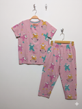 M&S Girls Pink "Disco Santa" Christmas Short Sleeve Pajama Set - Size Estimated Age 12-13 Years AB1