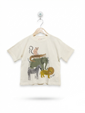 Du Pareil au Même Boys Off-White "Safari Animals" Graphic Tee - Size Estimated Age 4 Years AB2