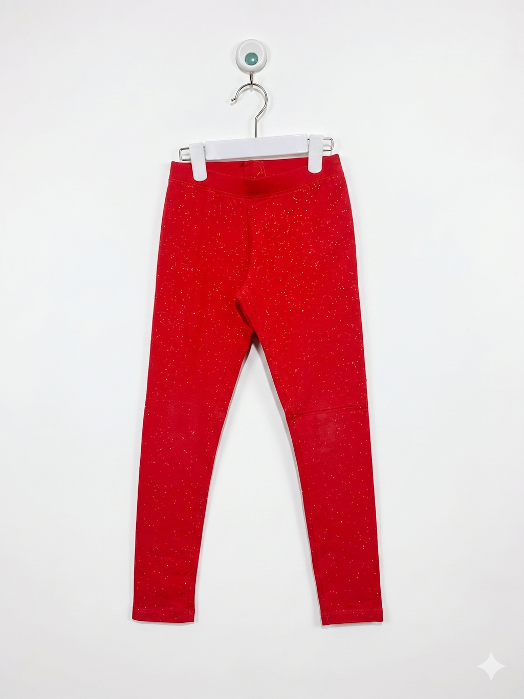 Cat & Jack Girls Sparkly Red Festive Leggings - Size M (7/8) Estimated Age 7-8 Years AB1