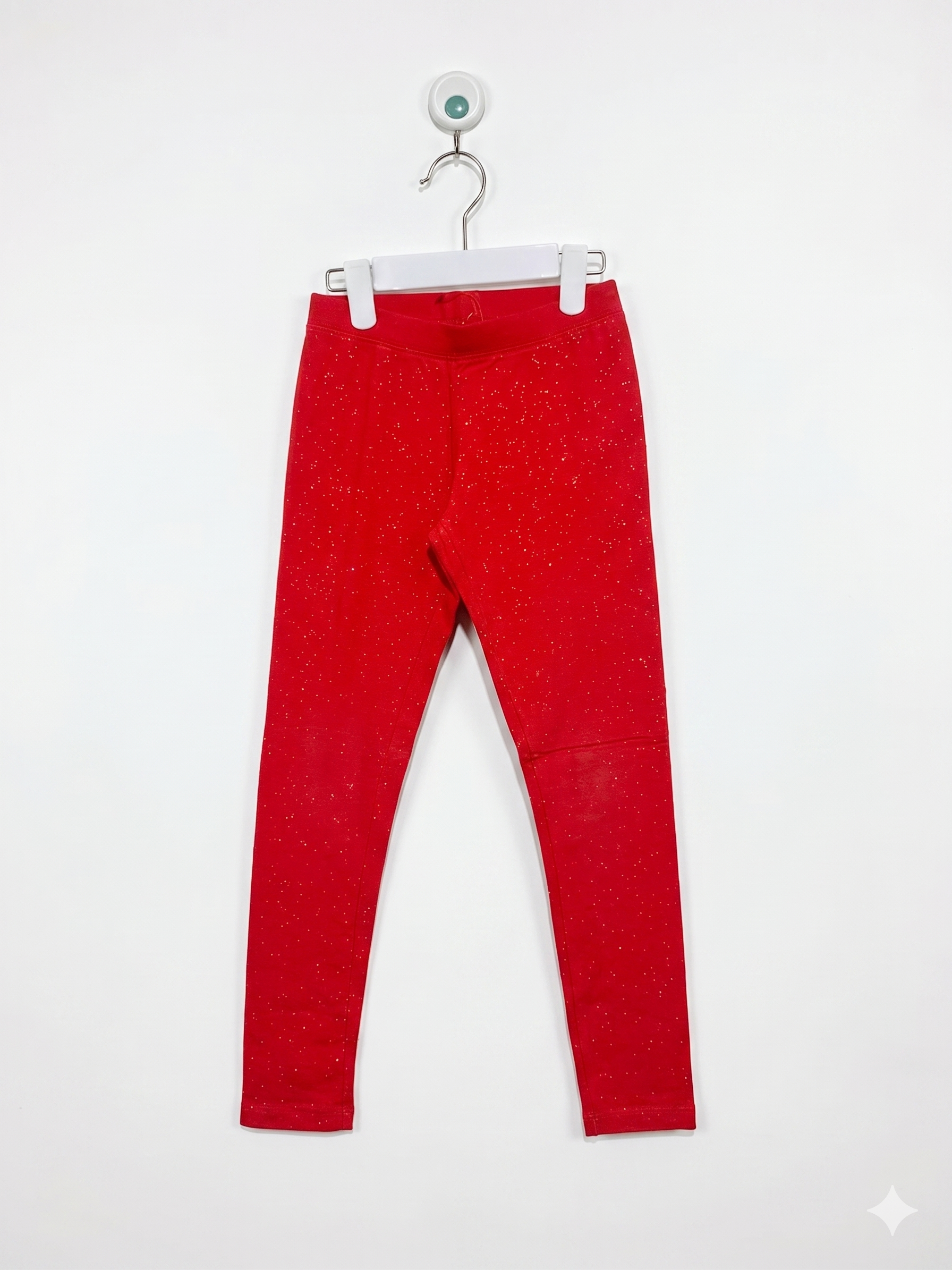 Cat & Jack Girls Sparkly Red Festive Leggings - Size M (7/8) Estimated Age 7-8 Years AB1