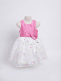 Blueberry Boulevard Girls Hot Pink & White "Butterfly Embroidery" Party Dress - Size Estimated Age 7 Years AB2