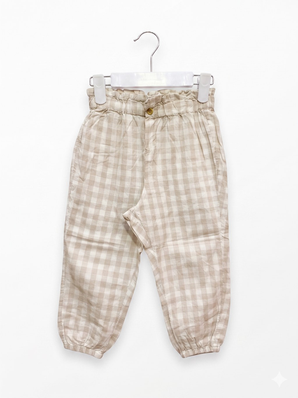 H&M Gingham Linen-Blend Pull-On Trousers - Size 2T AB1