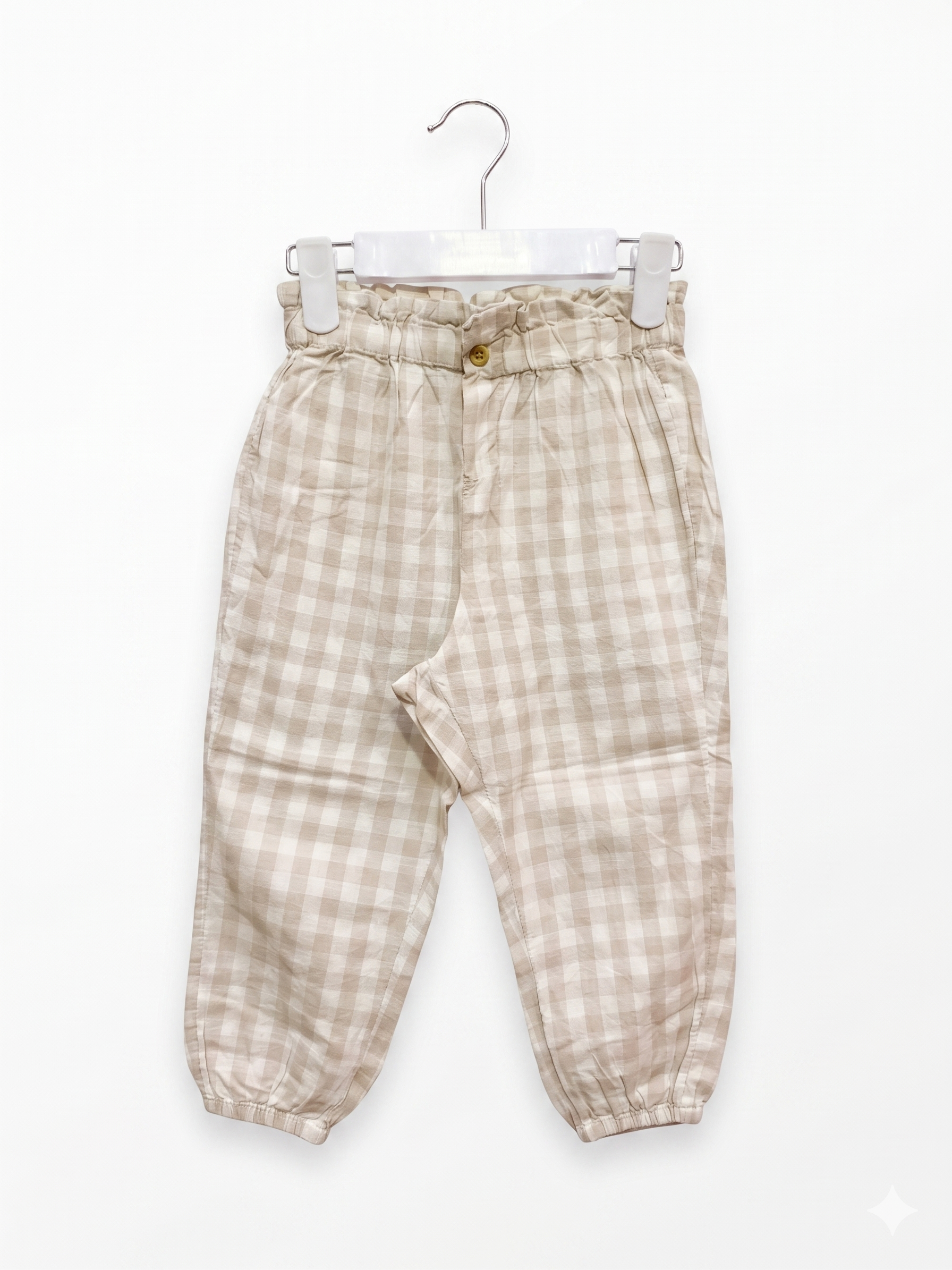 H&M Gingham Linen-Blend Pull-On Trousers - Size 2T AB1