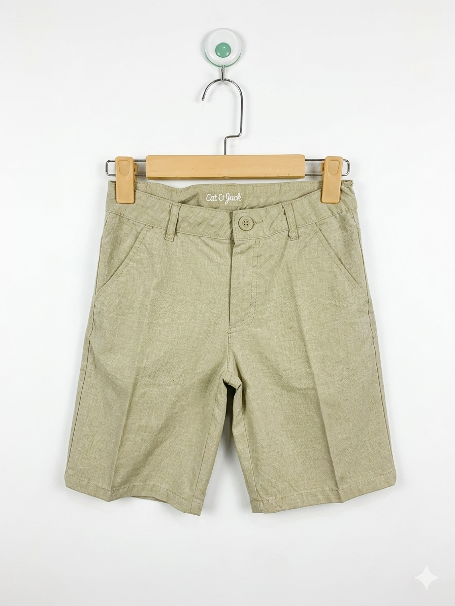 Cat & Jack Boys Khaki "Everyday Active" Performance Chino Shorts - Size Estimated Age 10 Years AB1