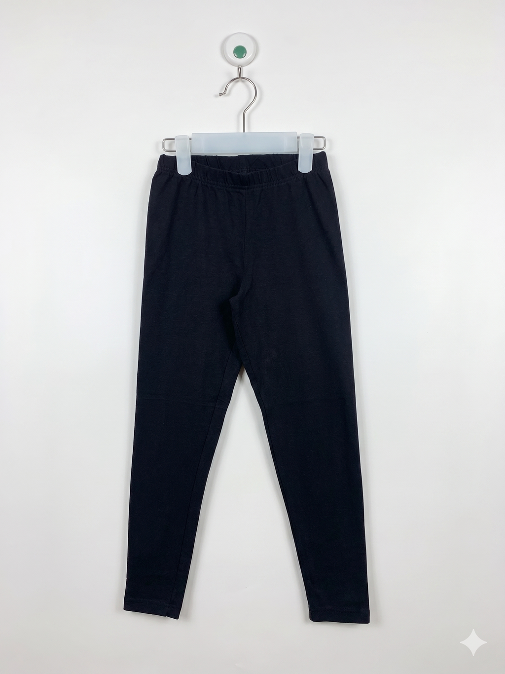 Y.F.K. Girls Essential Solid Black Stretch Leggings - Size 122 Estimated Age 7 Years AB1