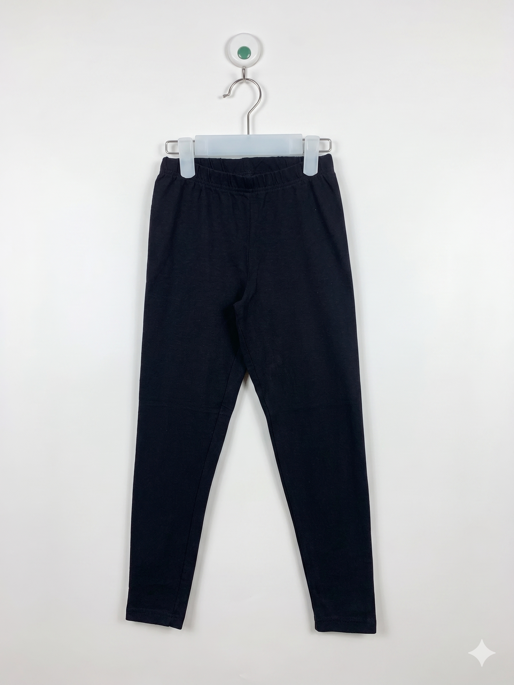 Y.F.K. Girls Essential Solid Black Stretch Leggings - Size 122 Estimated Age 7 Years AB1