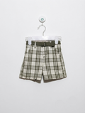 Urb Baby Boys Olive Green Plaid Casual Shorts - Size Estimated Age 9 to 12 Months AB2