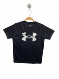 Under Armour Boys Black "HeatGear" Loose Fit Logo Tee - Size Estimated Age 10 Years AB1
