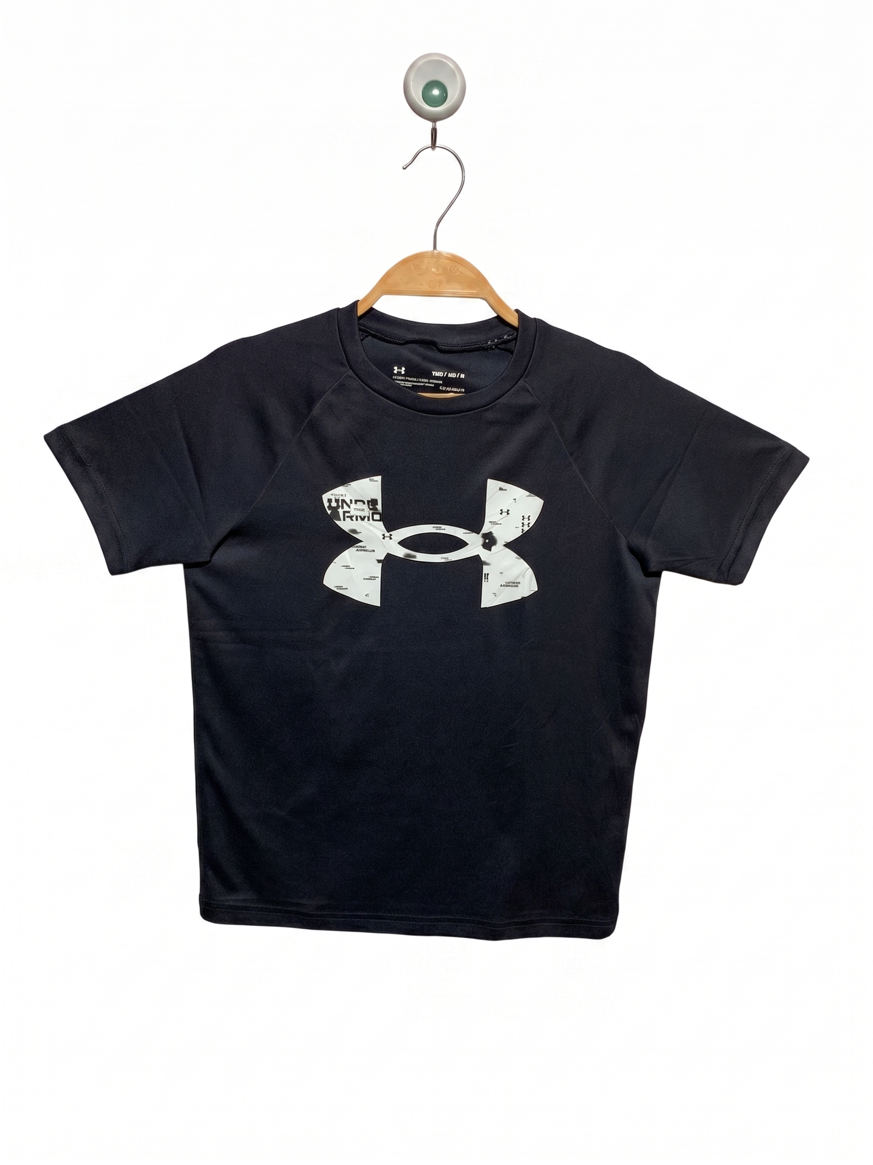 Under Armour Boys Black "HeatGear" Loose Fit Logo Tee - Size Estimated Age 10 Years AB1