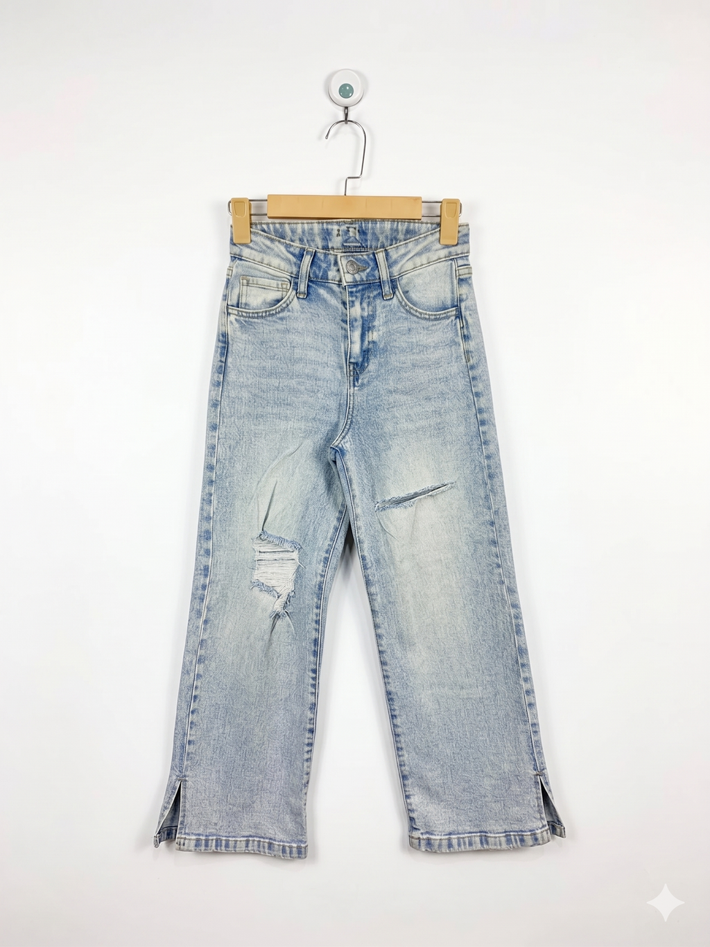 Art Class Girls Wide-Leg Light Wash Distressed Denim Jeans - Size Estimated Age 10 Years AB1