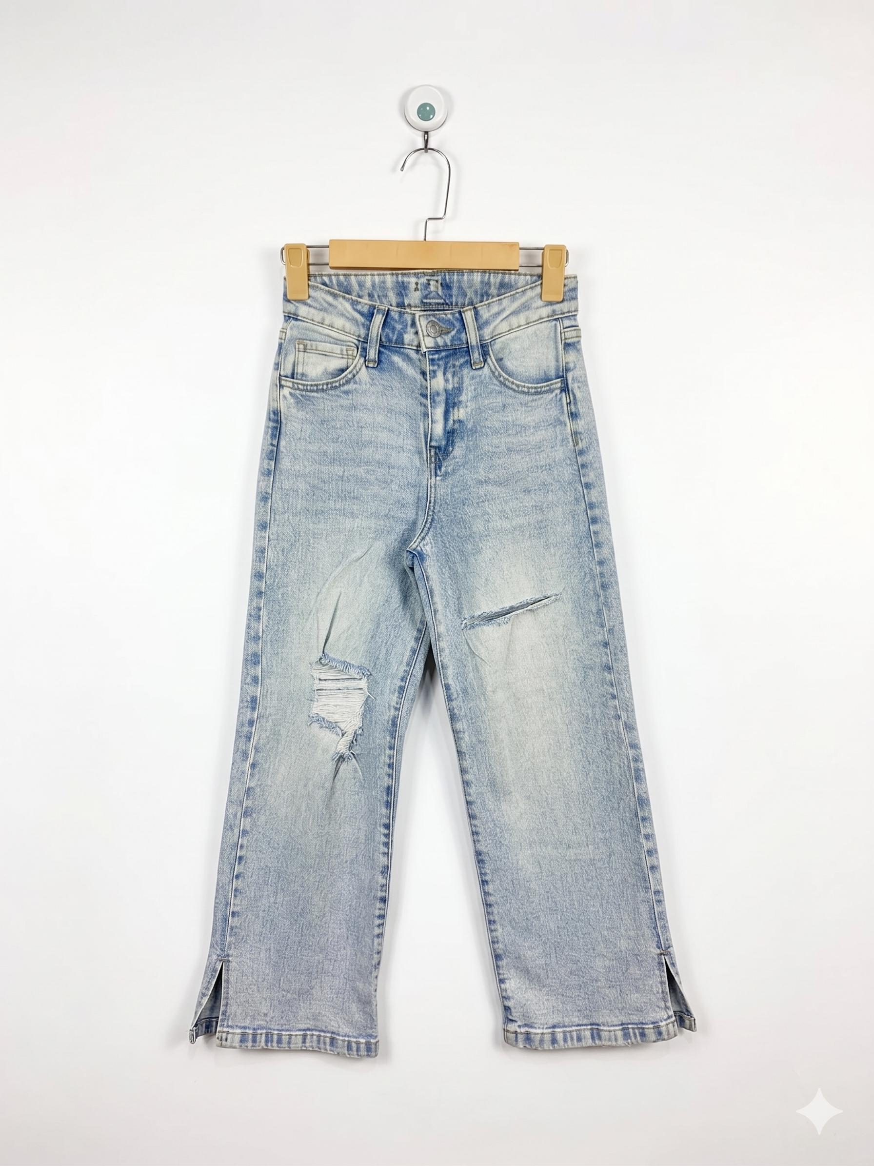 Art Class Girls Wide-Leg Light Wash Distressed Denim Jeans - Size Estimated Age 10 Years AB1