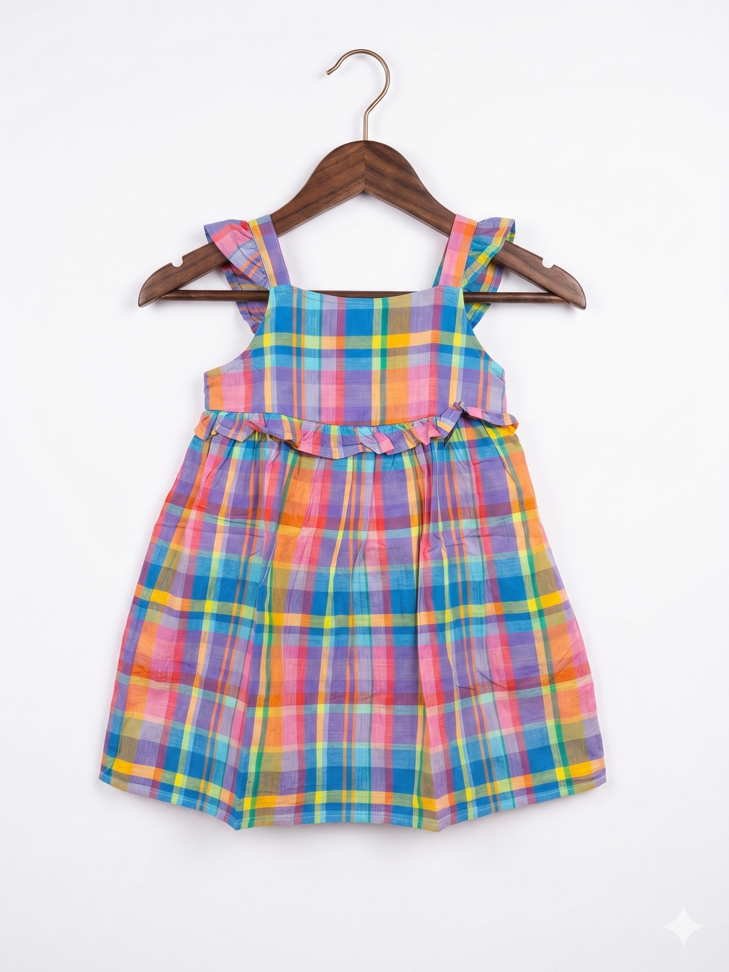 Cat & Jack Toddler Girls Colorful Plaid Ruffle Dress - Size 4T AB1
