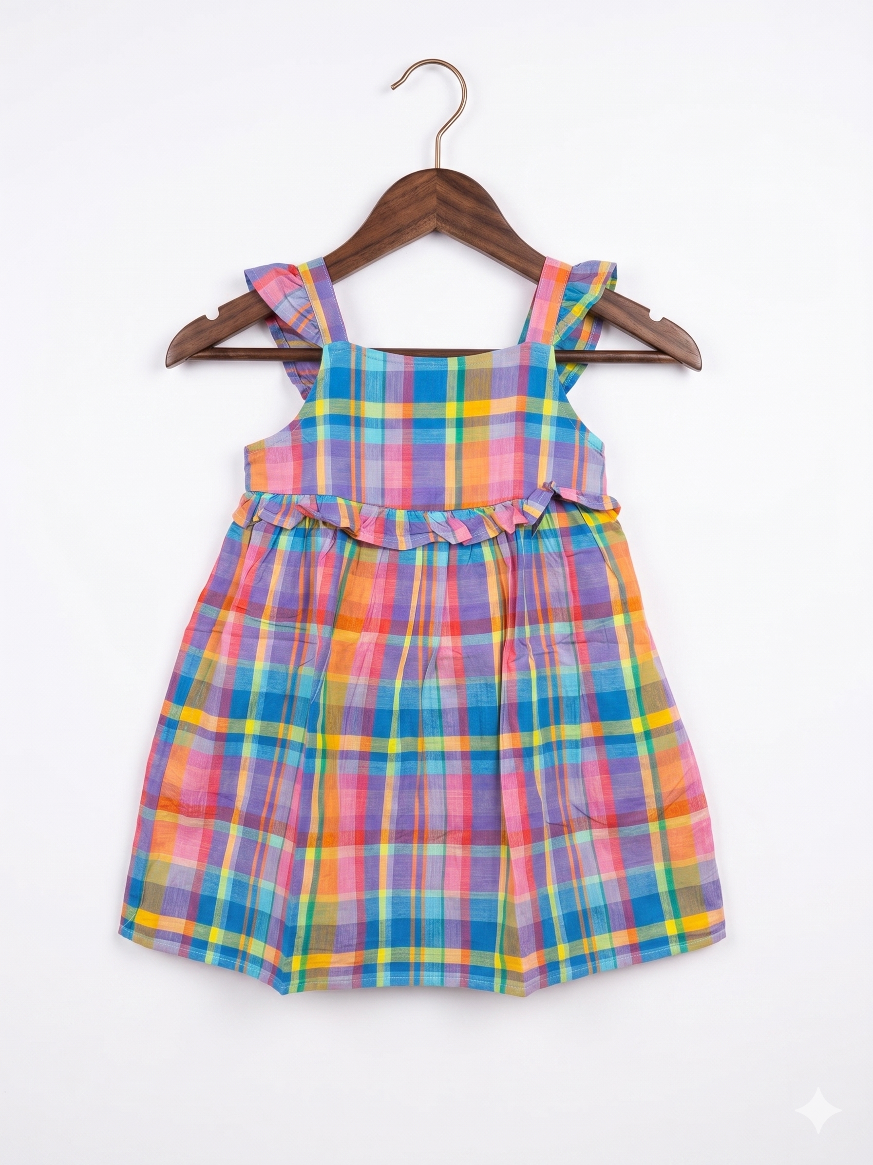 Cat & Jack Toddler Girls Colorful Plaid Ruffle Dress - Size 4T AB1