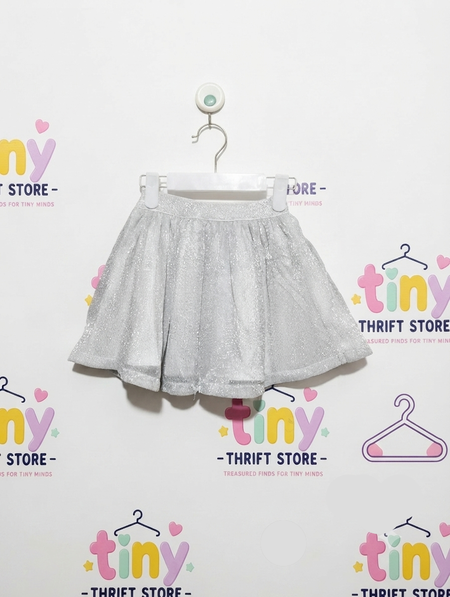 Orchestra Girls Silver Sparkle Metallic Skater Skirt - Size 4Y Estimated Age 4 Years AB2
