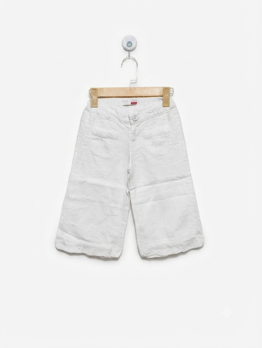 name it. Girls Off-White Linen-Blend Casual Trousers - Size 122cm Estimated Age 6-7 Years AB2