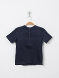 Kiabi Boys Navy Blue Henley Pocket Tee - Size 8A Estimated Age 8 Years AB2