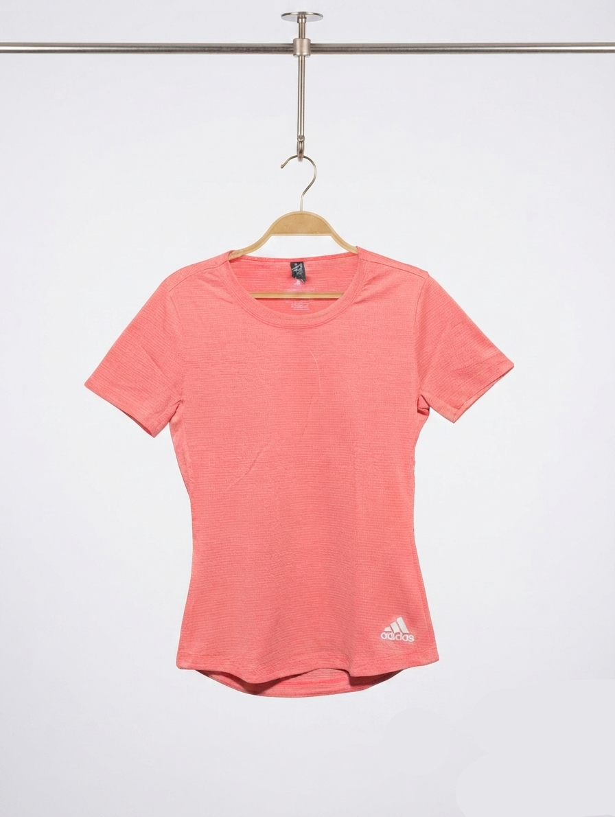 Adidas Girls Coral Pink "AEROREADY" Athletic Short Sleeve Tee - Size XS Estimated Age 11-12 Years AB2
