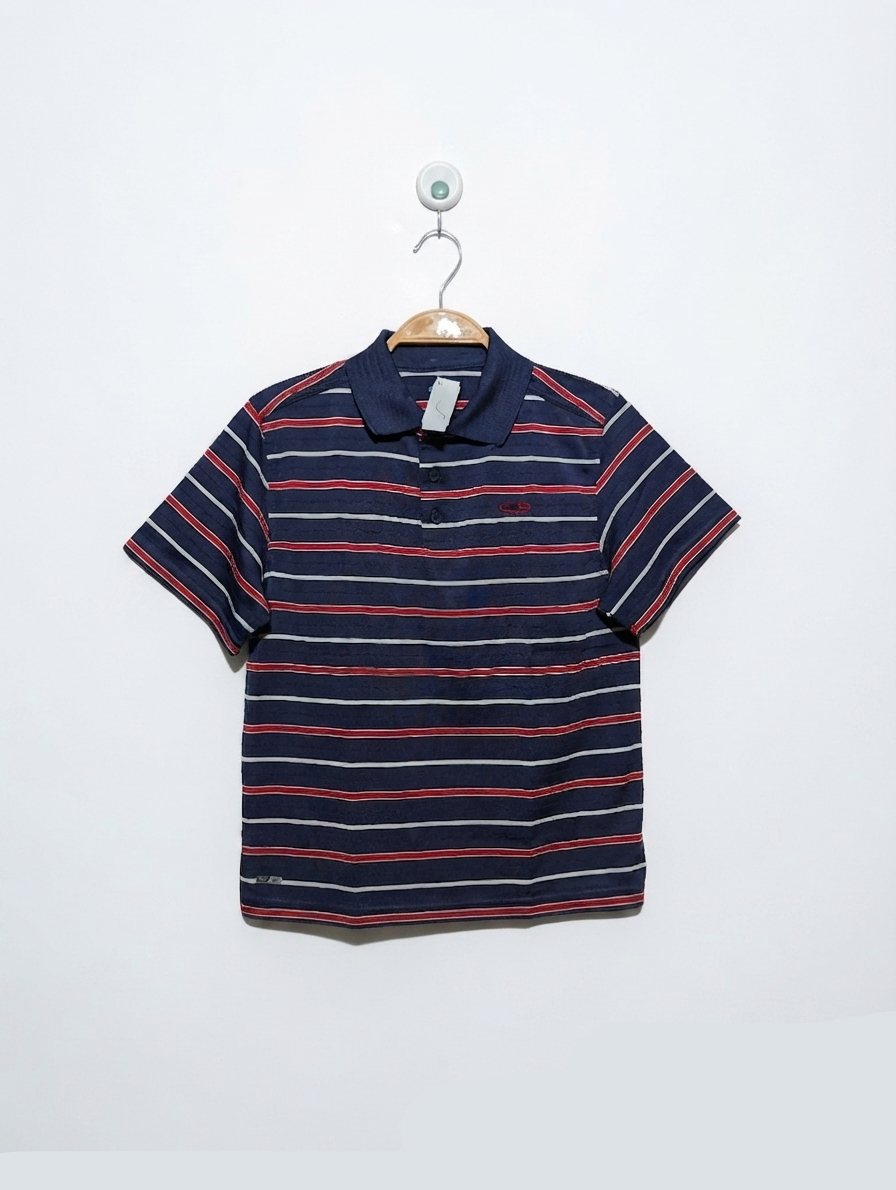 Champion Boys Navy Blue Striped Performance Polo - Size Estimated Age 8-10 Years AB2