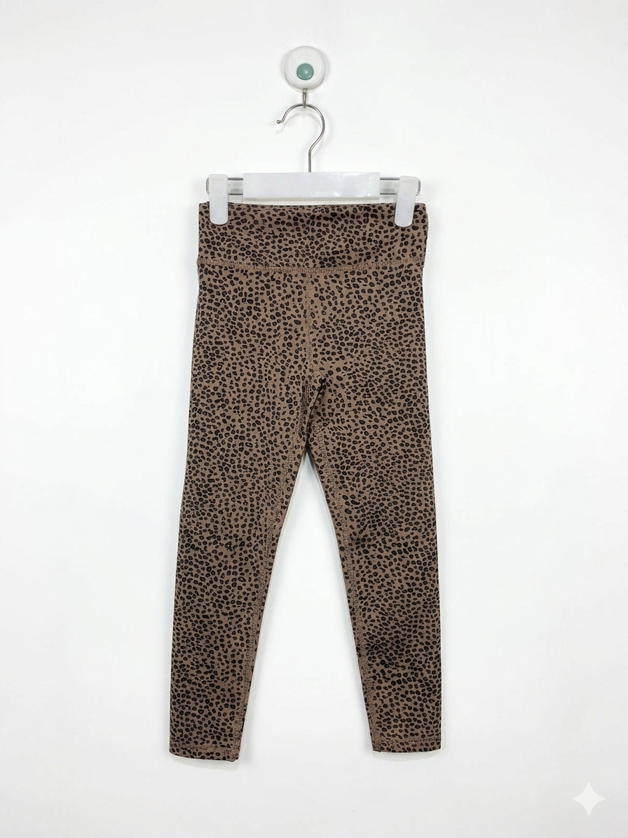 H&M Sport Girls' Leopard Print Performance Leggings - Size 5-6 Years AB1