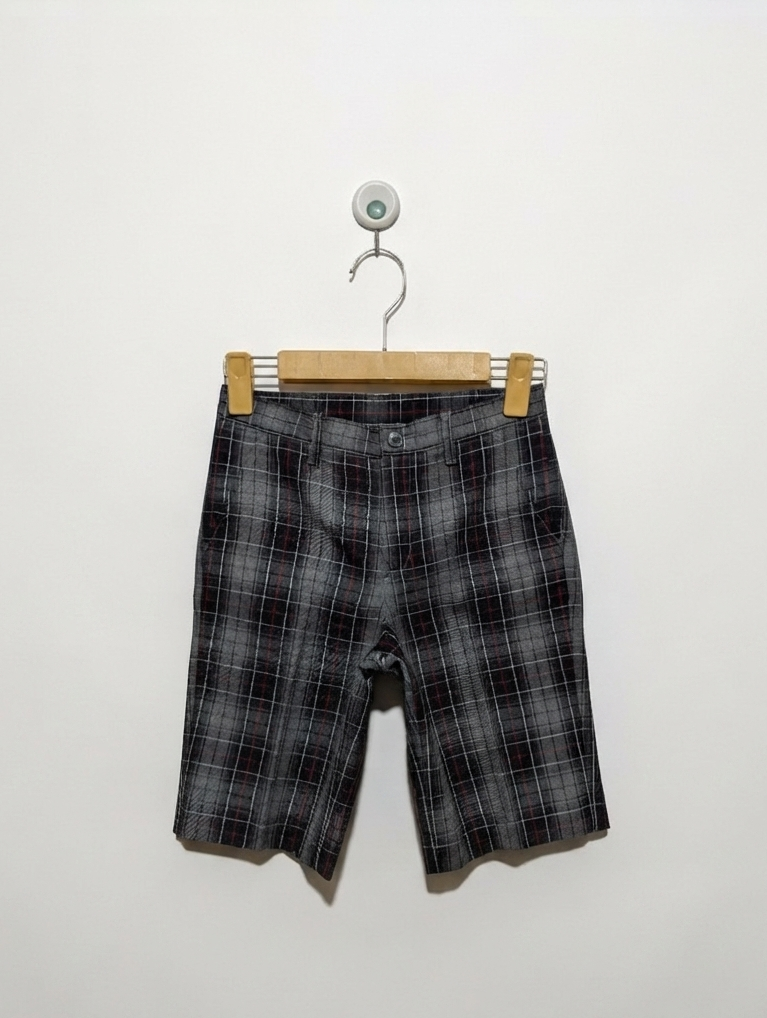Comme Ça ISM Boys Grey Plaid Tailored Shorts - Size 130A Estimated Age 8-9 Years AB2