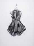 YD Girls Black & White Striped Sleeveless High-Low Dress - Size 7/8 Yrs (128 cm) Estimated Age 7-8 Years AB2