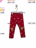 So Cute Girls Festive Red Snowflake & Reindeer Leggings - Size Estimated Age 18 to 24 Months AB2