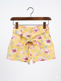 Monsoon Girls' Yellow Floral Linen-Blend Shorts - Size 5-6 Years AB1