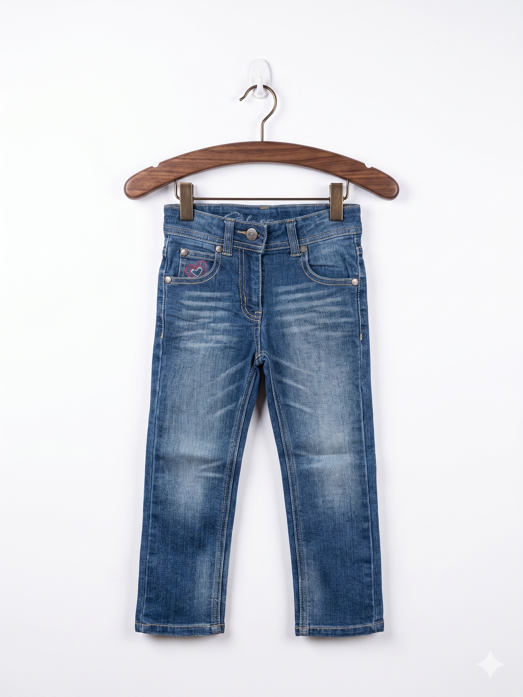 St. by Staccato Girls' Heart Embroidered Slim Fit Jeans - Size 4 Years AB1