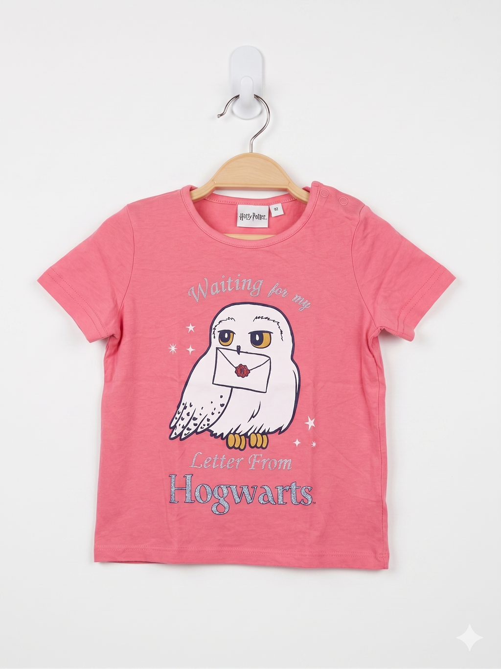 Official Harry Potter x Birba Italy Hedwig Graphic T-Shirt - Coral Pink (12-18 Months) AB1