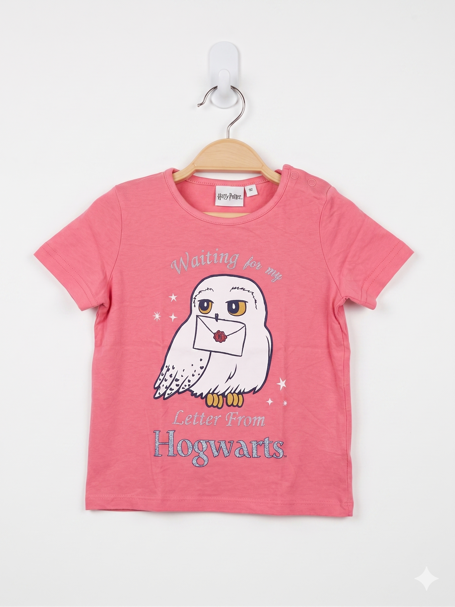 Official Harry Potter x Birba Italy Hedwig Graphic T-Shirt - Coral Pink (12-18 Months) AB1