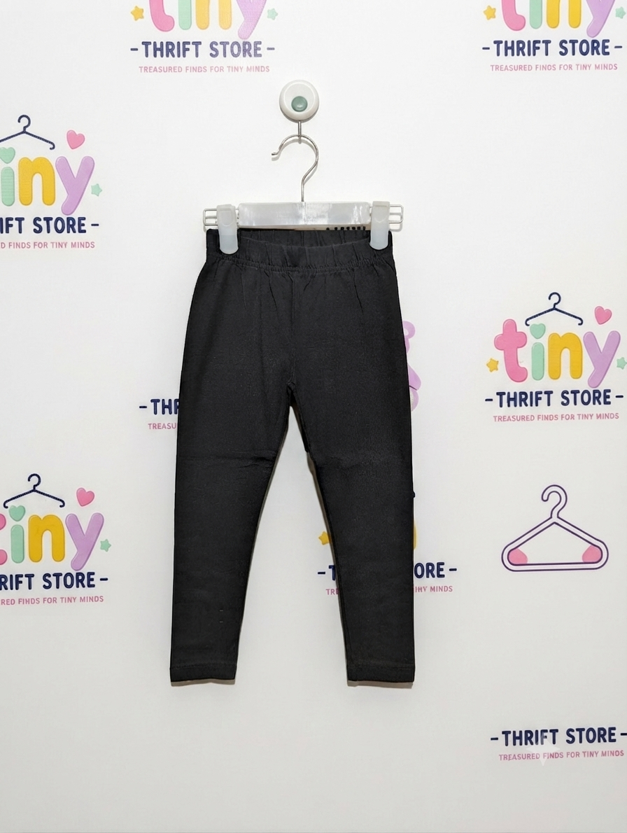Tu Girls Solid Black Cotton Stretch Leggings - Size 4yrs Estimated Age 4 Years AB2