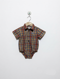 Baby B.U.M. Boys Multi-Color Plaid Short Sleeve Romper Shirt - Size Estimated Age 12 Months AB2