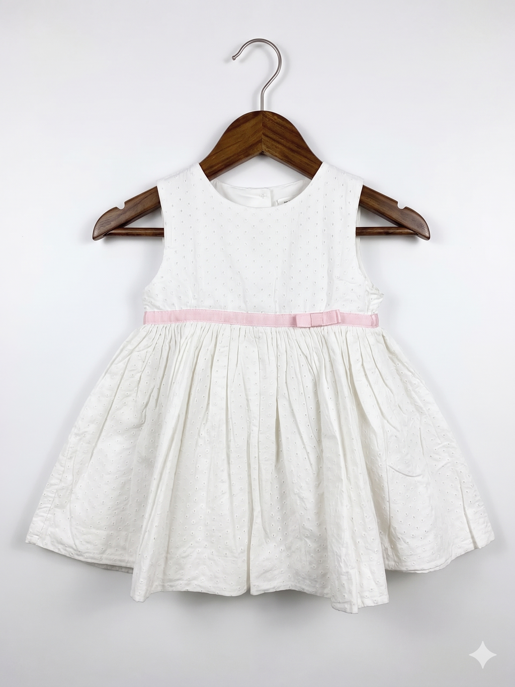 babyGap Toddler Girls White Eyelet Cotton Sleeveless Dress - Size 18-24 Months (Estimated 1.5 - 2 Years) AB1