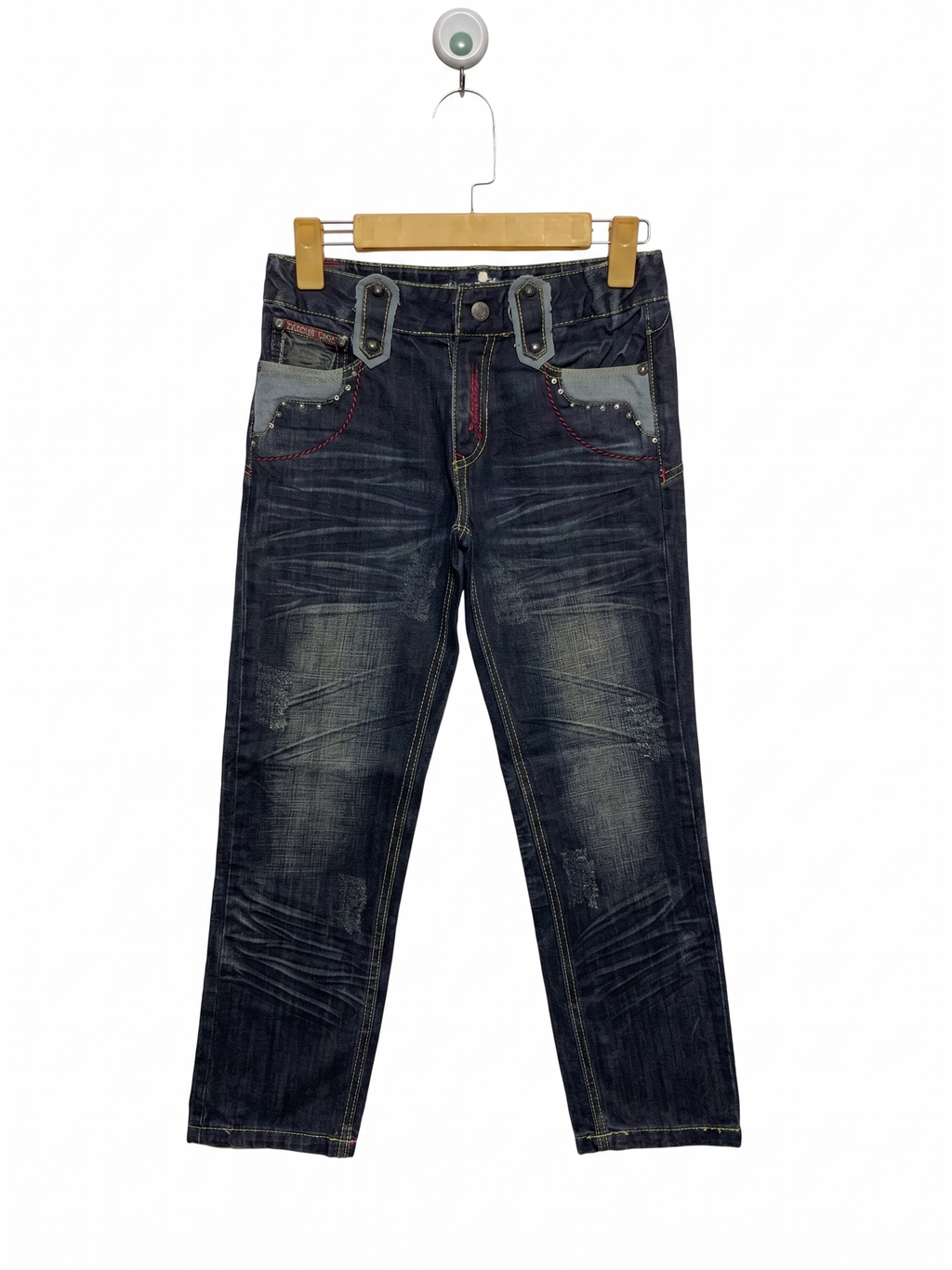 Kandy Jeans Girls Embellished Dark Wash Distressed Denim Pants - Size 15 Estimated Age 11-12 Years AB1