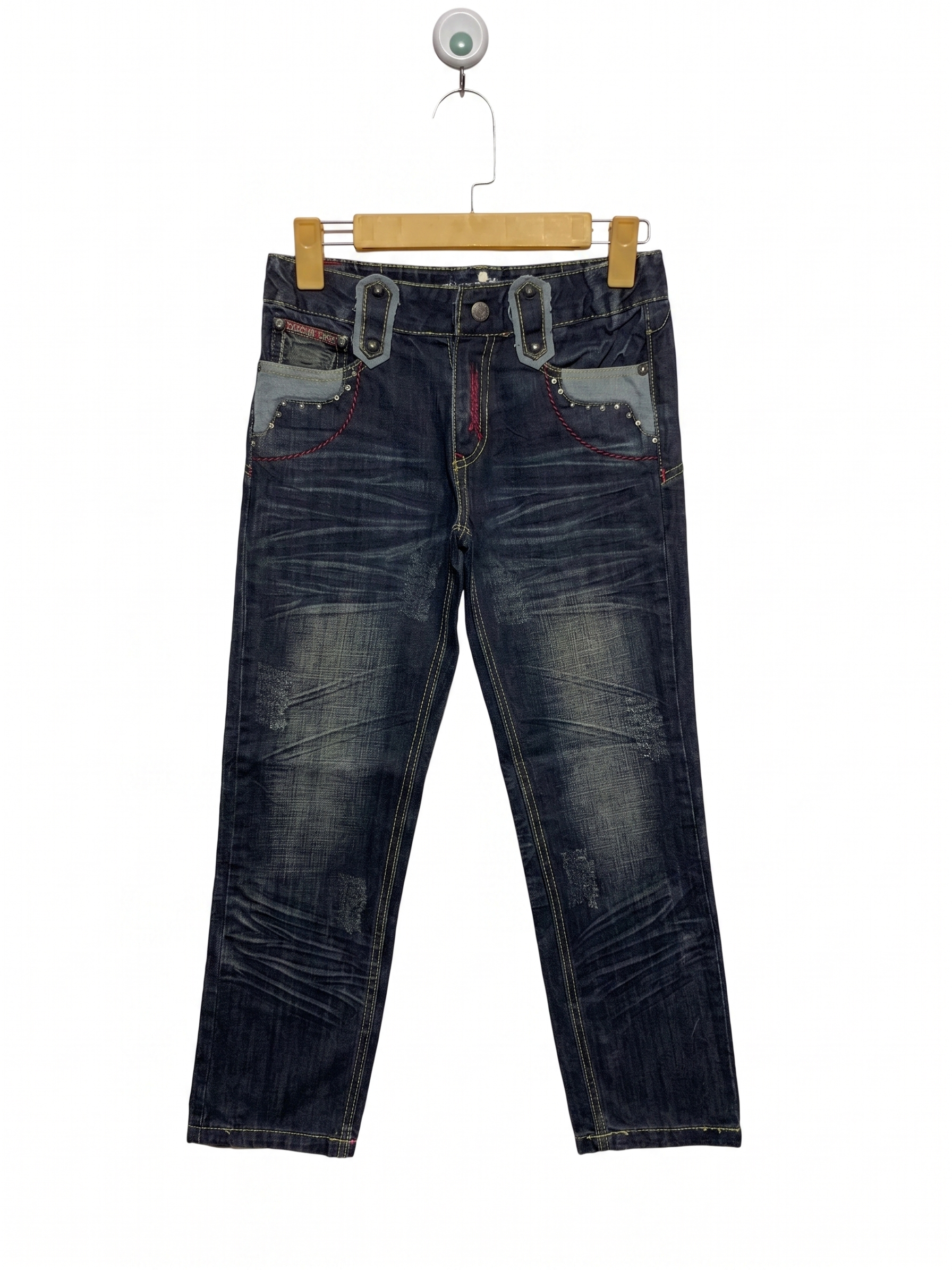 Kandy Jeans Girls Embellished Dark Wash Distressed Denim Pants - Size 15 Estimated Age 11-12 Years AB1