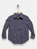 RALPH LAUREN Boys Purple and Green Plaid Long Sleeve Button-Down Shirt - Size S (8), Estimated Age 7-8 Years AB2