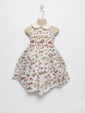 Sarah Louise Girls White Cherry Print Hand Smocked Dress - Size 5 Years Estimated Age 5 Years AB2