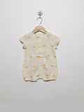 Zara Baby Unisex Cream & Yellow "Sun Embroidered" Short Sleeve Romper - Size Estimated Age 9-12 Months AB2