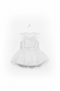 Dymples Baby Girls White Sequin Sparkle Tulle Party Dress - Size Estimated Age 6 Months AB2