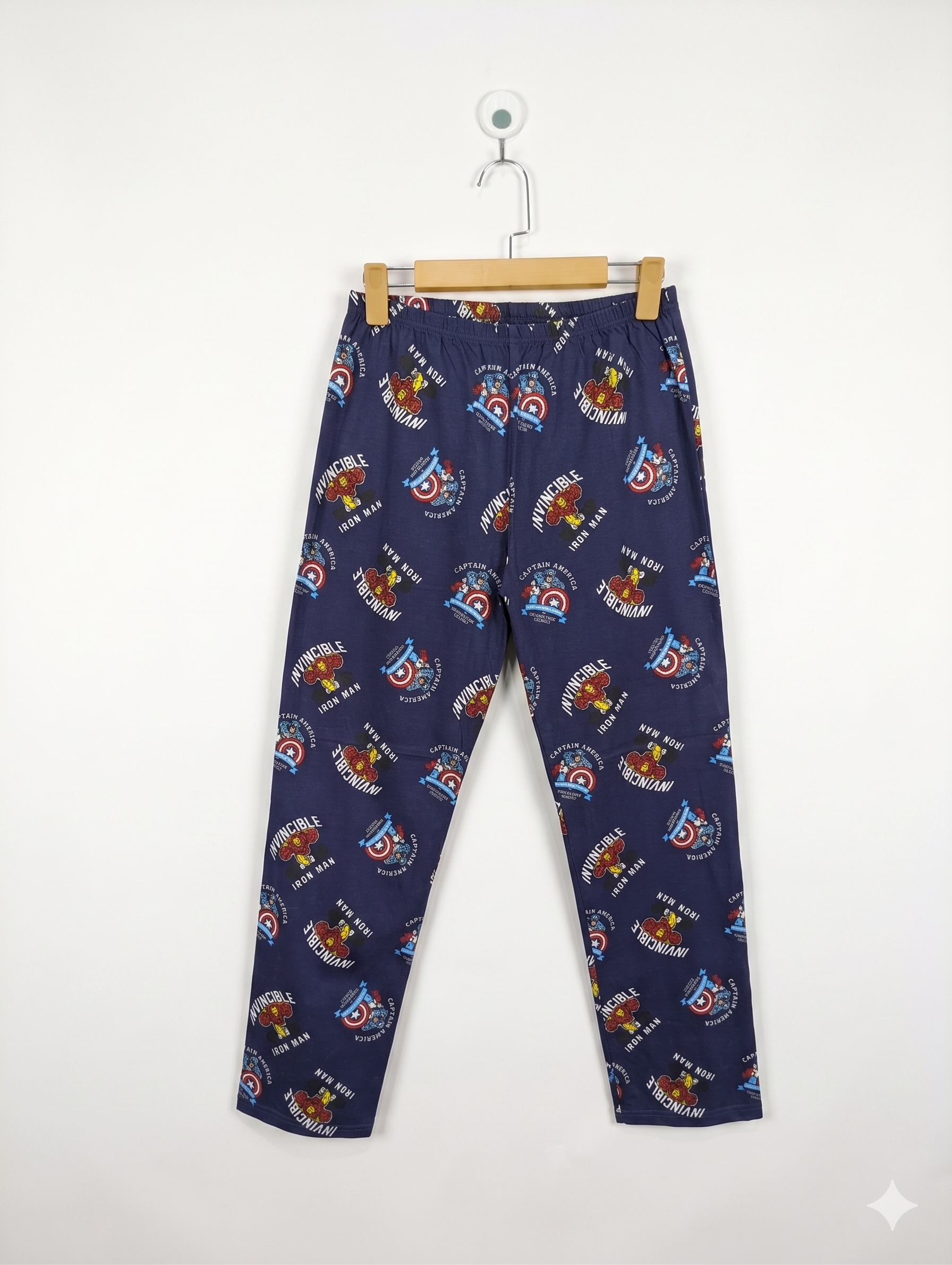 Primark Kids Boys Navy Blue "Marvel Avengers Invincible" All-Over Print Pajama Pants / Joggers - Size Estimated Age 12-13 Years AB1
