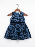 Carter's Baby Girl Blue & Black Floral Sleeveless Dress - Size 12M (Estimated for 1 Year Old) AB1