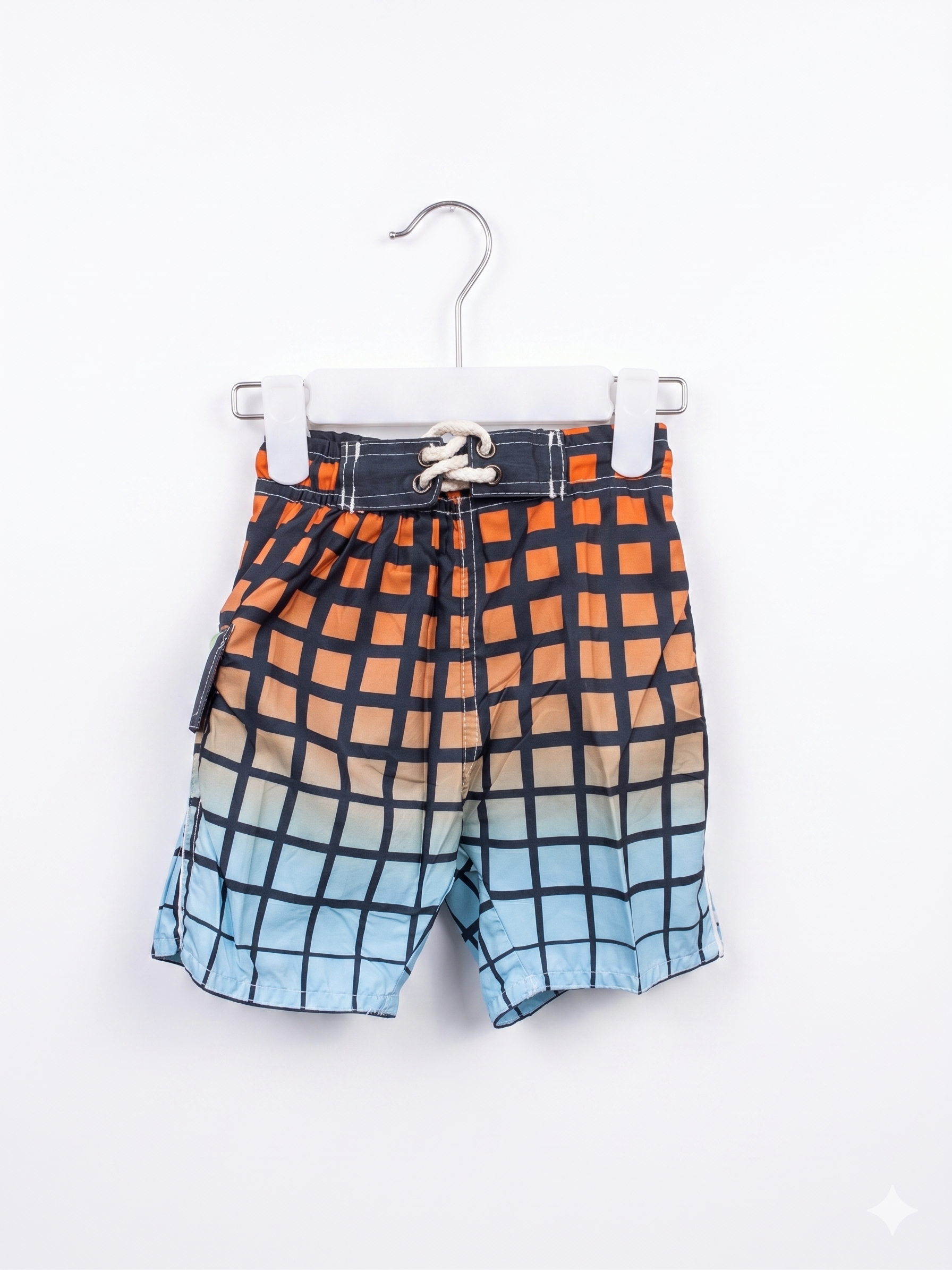 Quad Seven swimwear, toddler boy swim trunks, 12 month baby swimwear, ombre kids board shorts, baby beach wear, tiny thrift store summer collection.