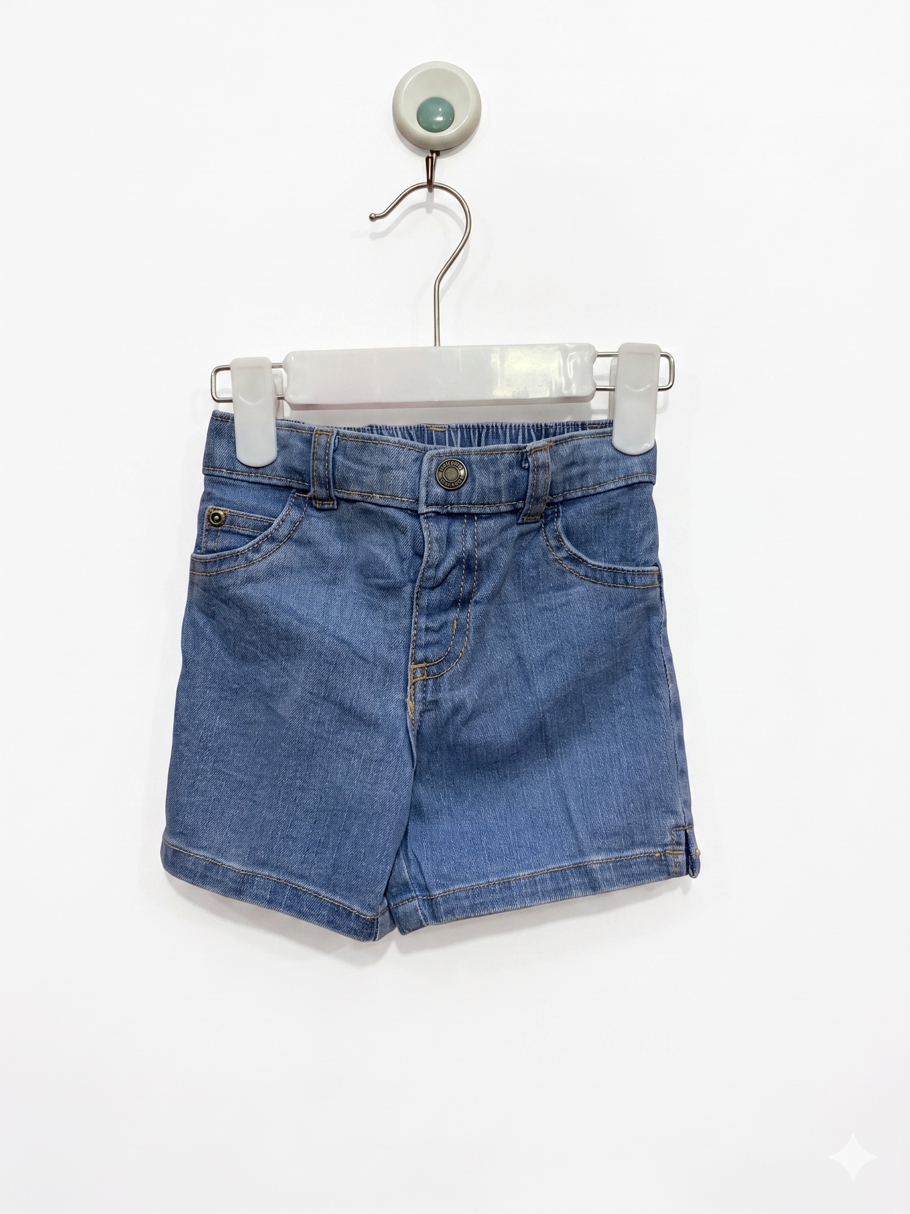 Carter's Baby Boy Blue Denim Shorts with Elastic Waist - Size 12M (9-12 Months) AB1