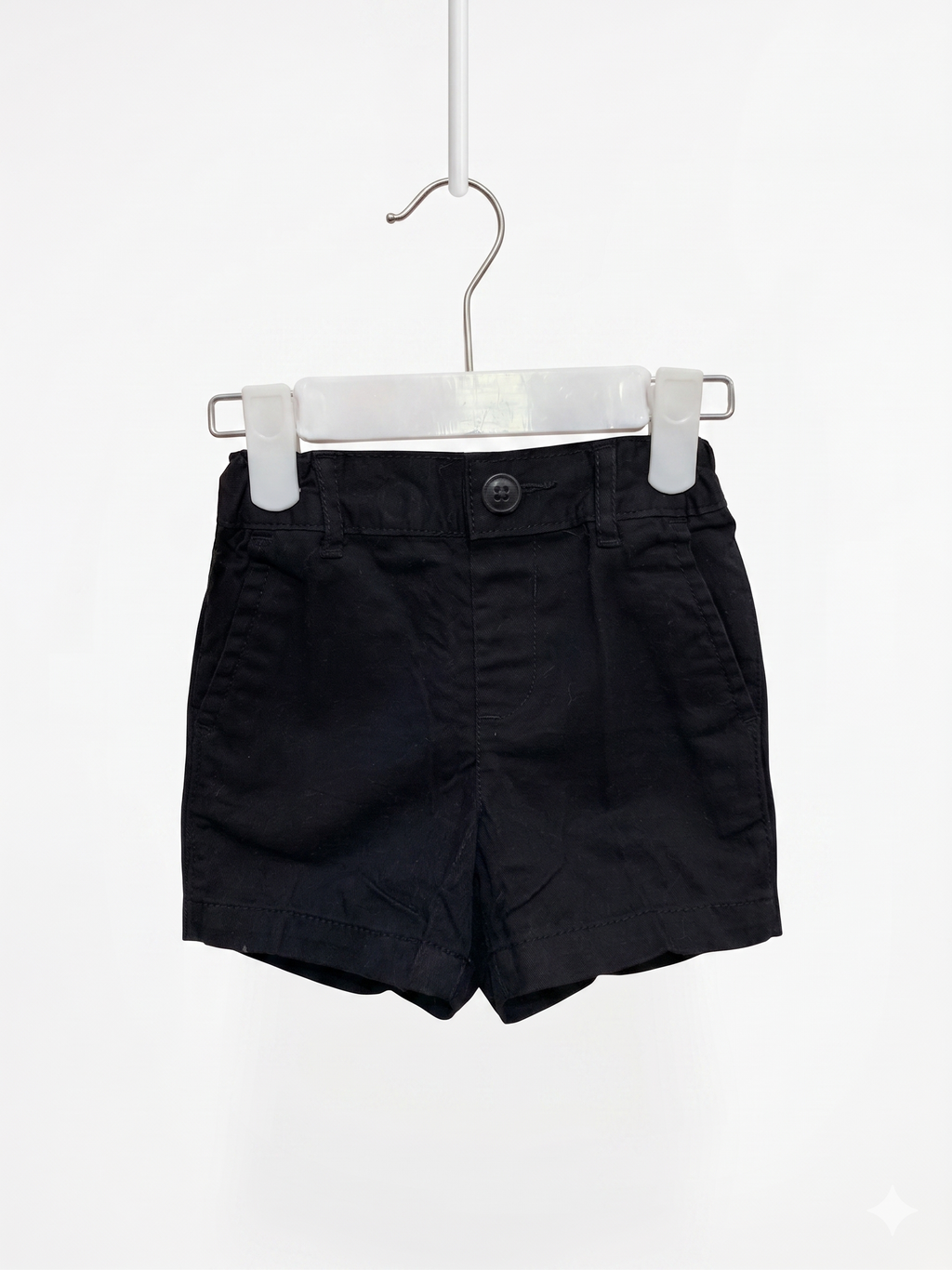 The Children's Place baby clothes, infant chino shorts, 9-12 months boy clothes, black toddler dress shorts, pre-loved baby boy fashion, tiny thrift store essentials.