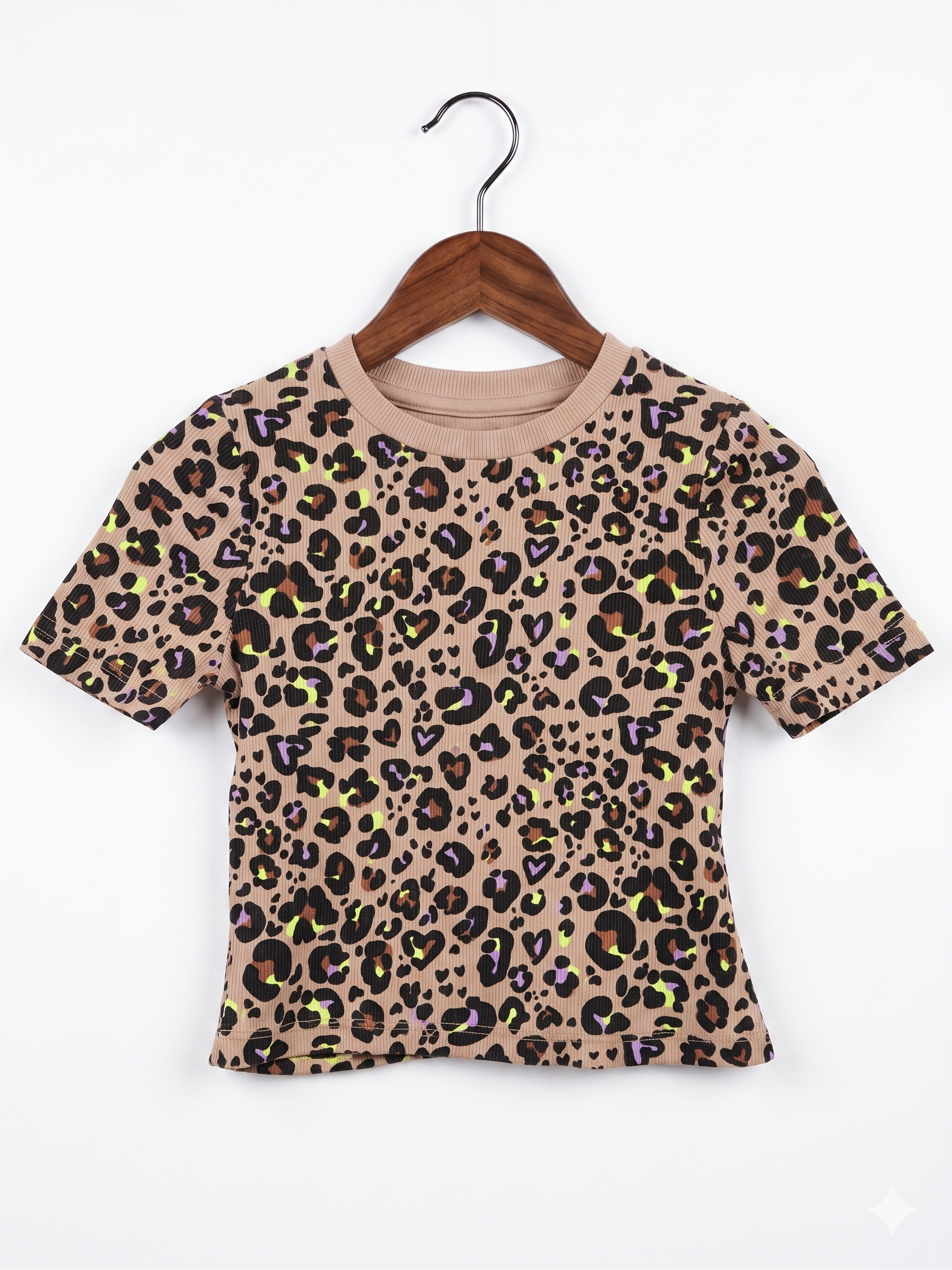 George Toddler Girls Leopard Print Ribbed Tee - Size 3-4 Years AB1