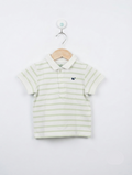 Topomini Boys Sage Green & White Striped Polo Shirt - Size Estimated Age 12M AB2