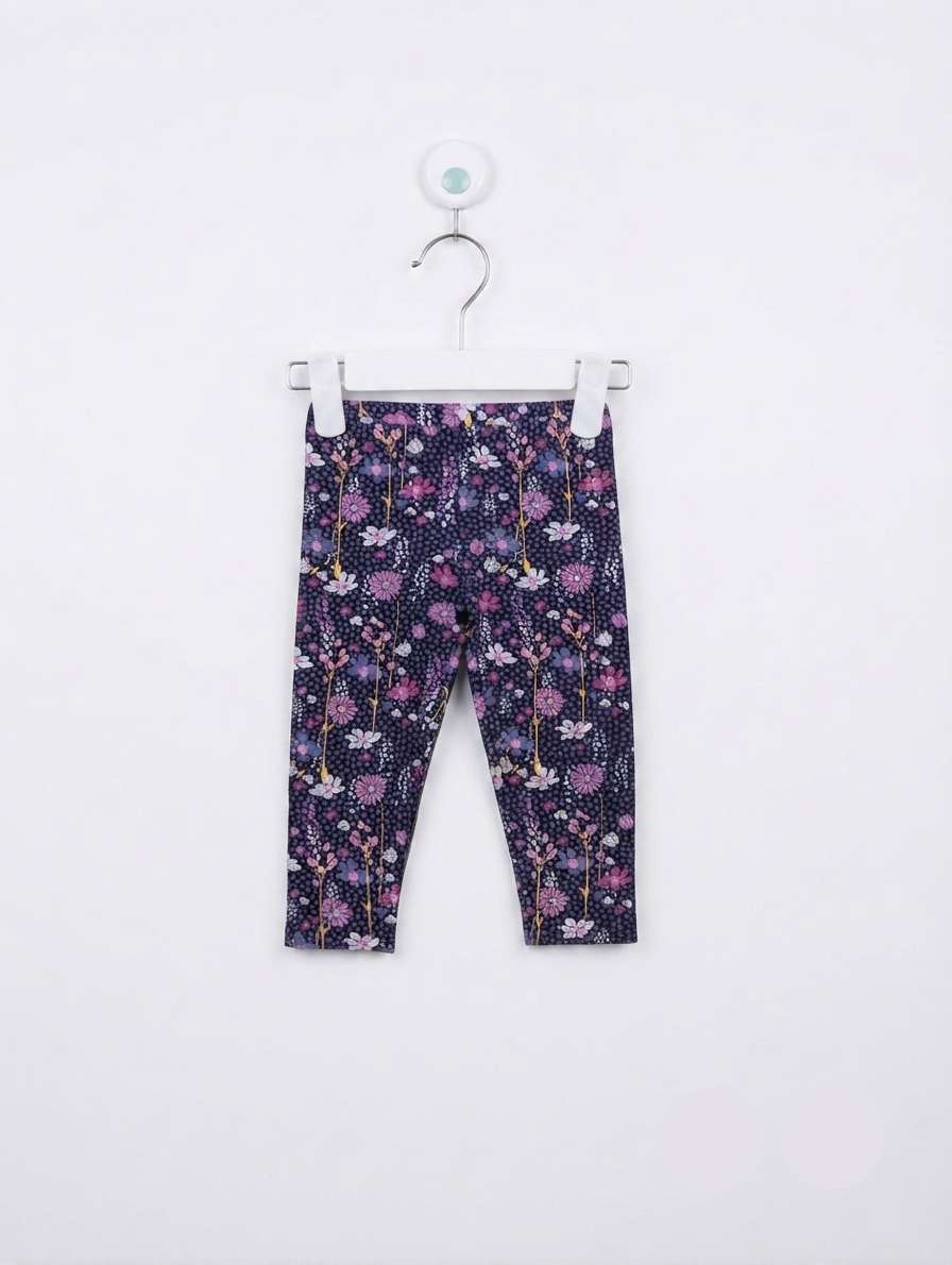 Milky Girls Navy Blue Floral Print Pull-On Capri Leggings - Size 6-12 Months Estimated Age 6-12 Months AB2